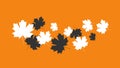 Leaf fall. Vector maple leaves flying in the wind. Horizontal line of black and white leaves